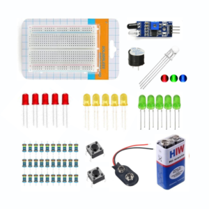 Beginner Electronics Learning Kit assembled components for breadboard DIY projects