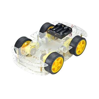 4 wheel robotic car chassis kit with motors and wheels for Arduino and ESP32 robotics projects